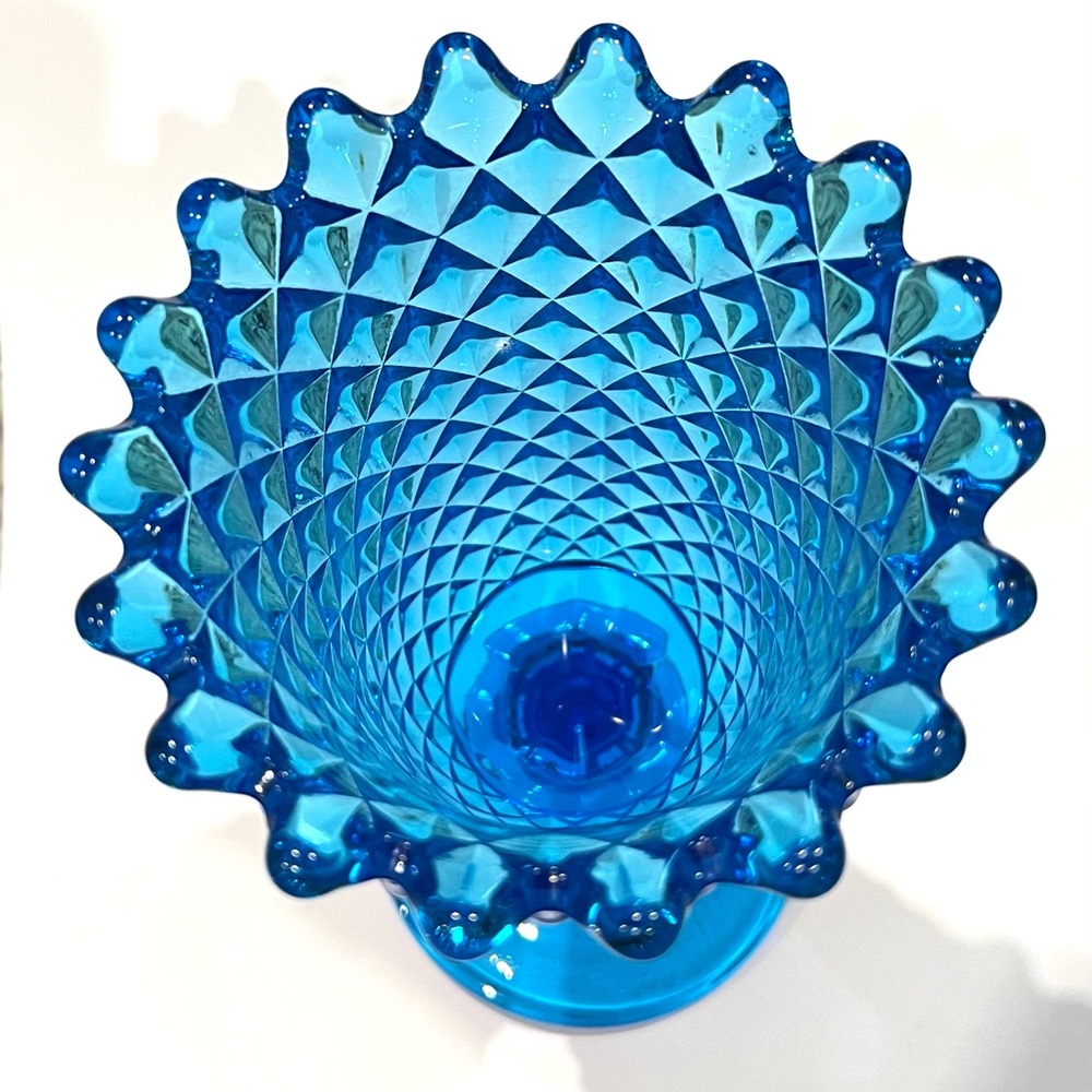 Sawtooth Bermuda Blue Celery Vase by Westmoreland